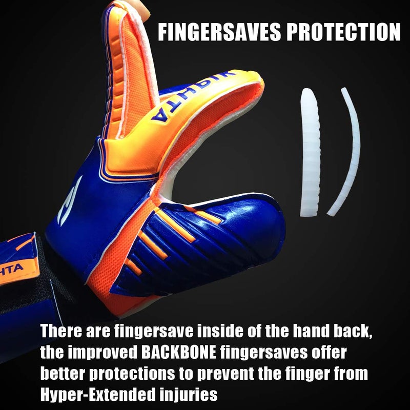 ATHPIK Soccer Goalie Gloves, Junior Indoor & Outdoor Goalkeeper Gloves with Finger Spines Protection and Strong Grip for Kids, Youth, Girls and Boys(Blue,Size 7) - Image 3